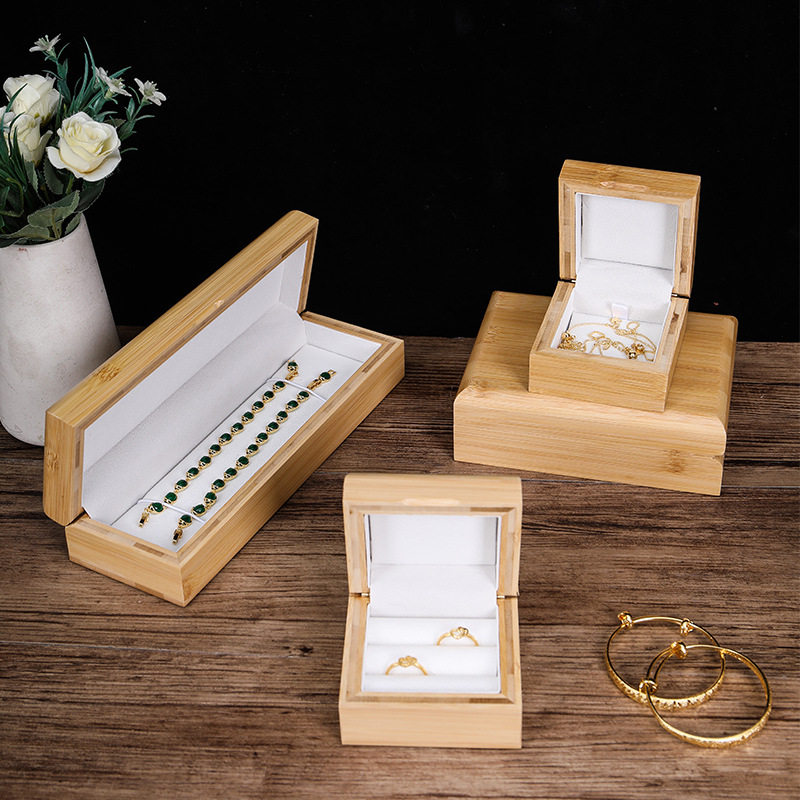 Wooden jewelry packaging box, bracelet, ring, pendant jewelry packaging, earring necklace, bamboo and wood jewelry box