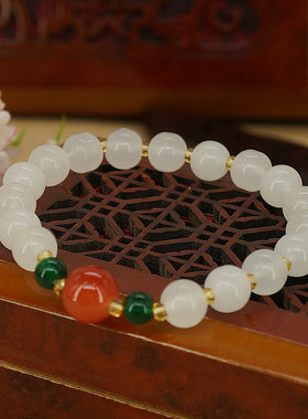 新款时尚仿玉石手链玻璃手串单圈民族风地摊夜市礼品饰品