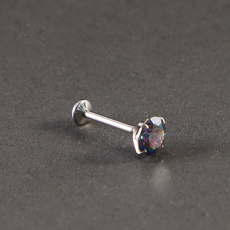 F136医用植入级钛合金火彩黑钻耳钉男士百搭养耳洞耳饰送生日礼物 - 图0