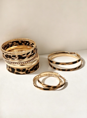 vintage中古豹纹手镯Leopard print bracelet 辣妹多层叠戴手环女