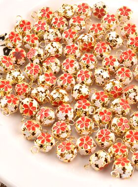DIY饰品配件手工材料18MM/14MM小铃铛彩色花球手链镂空景泰蓝风铃