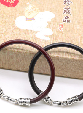 六字真言西藏无节男款鸡血藤手镯