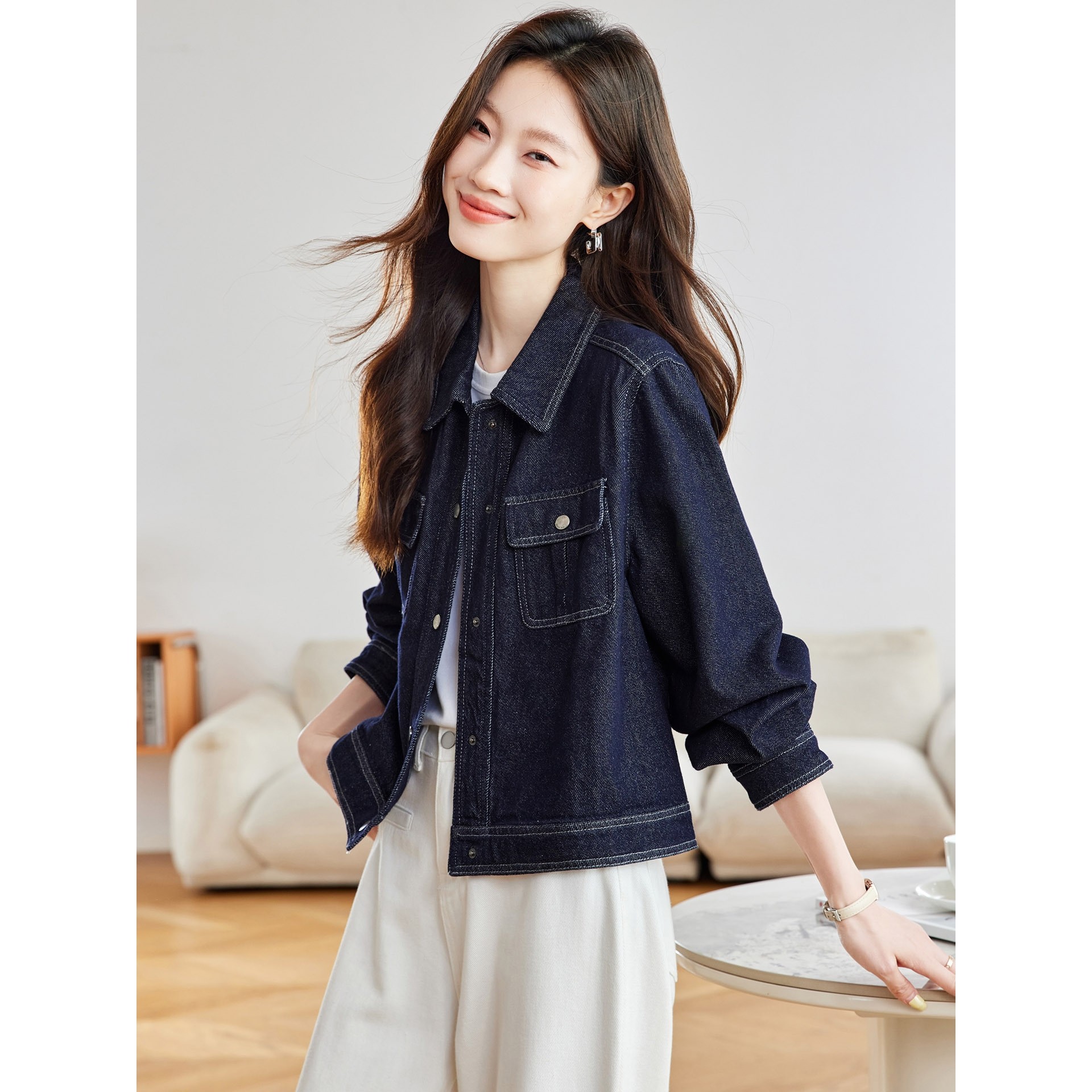 香港潮牌棉茧 韩系短款水洗牛仔外套衬衣女2025新款春秋季复古衬,淘宝优惠券,粉丝福利购,淘宝优惠卷