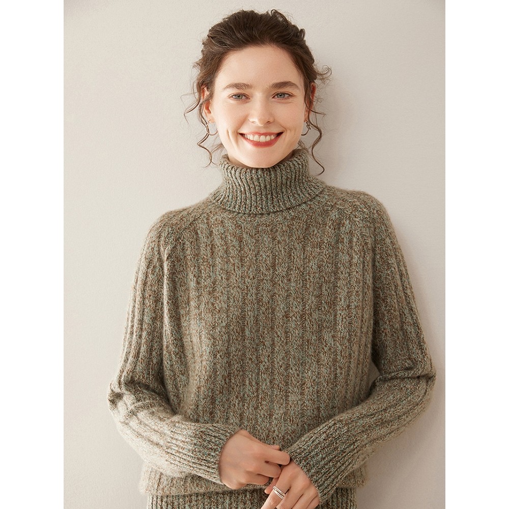 香港潮牌2025秋冬新款山羊绒衫女三股花纱高领加厚宽松针织打底保,淘宝优惠券,粉丝福利购,淘宝优惠卷