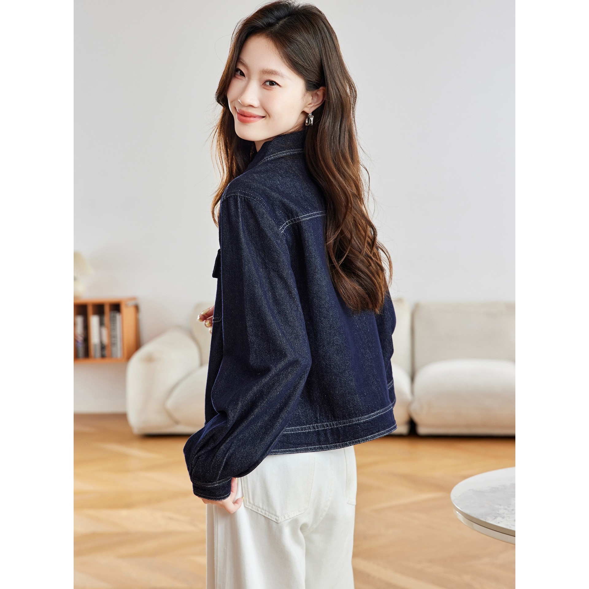 香港潮牌棉茧 韩系短款水洗牛仔外套衬衣女2025新款春秋季复古衬,淘宝优惠券,粉丝福利购,淘宝优惠卷