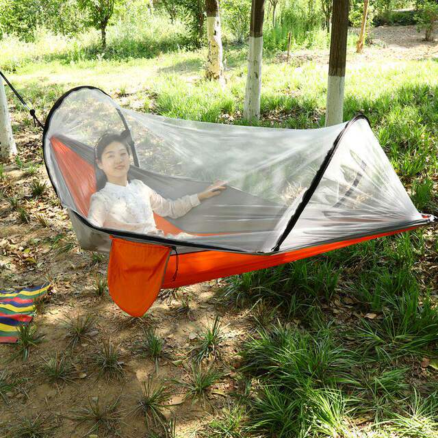 Camping hammock outdoor anti-rollover summer single and double camping artifact with mosquito net house anti-squito swing hammock