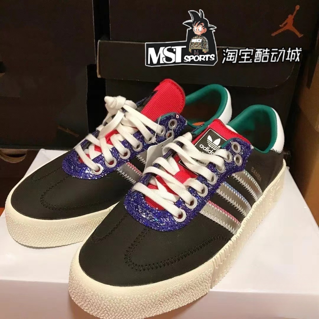 Adidas三叶草sambarose限定炫彩厚底女子低帮休闲板鞋FW9617 - 图1