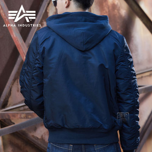 ALPHA阿尔法工业飞行夹克MA1连帽卫衣MA-1潮款棉服防寒保暖男外套 - 图0