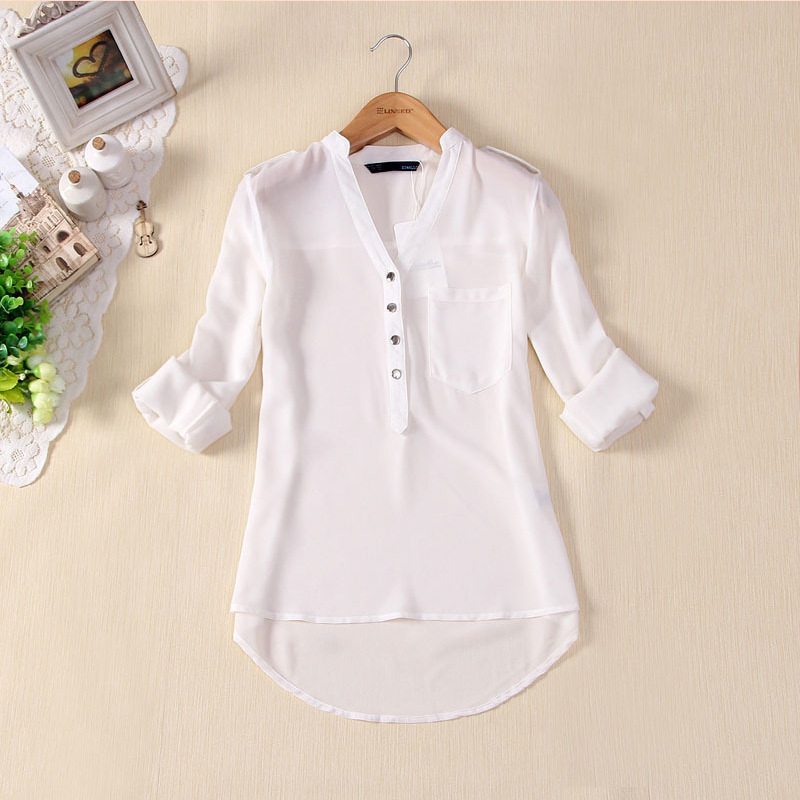 ladies t-shirts for women blouse tops shirt work office OL - 图3