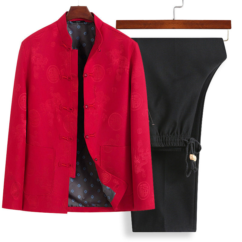 恒源祥男士唐装中老年男士春秋季唐装爷爷夹克套装汉服爸爸外套上,淘宝优惠券,粉丝福利购,淘宝优惠卷