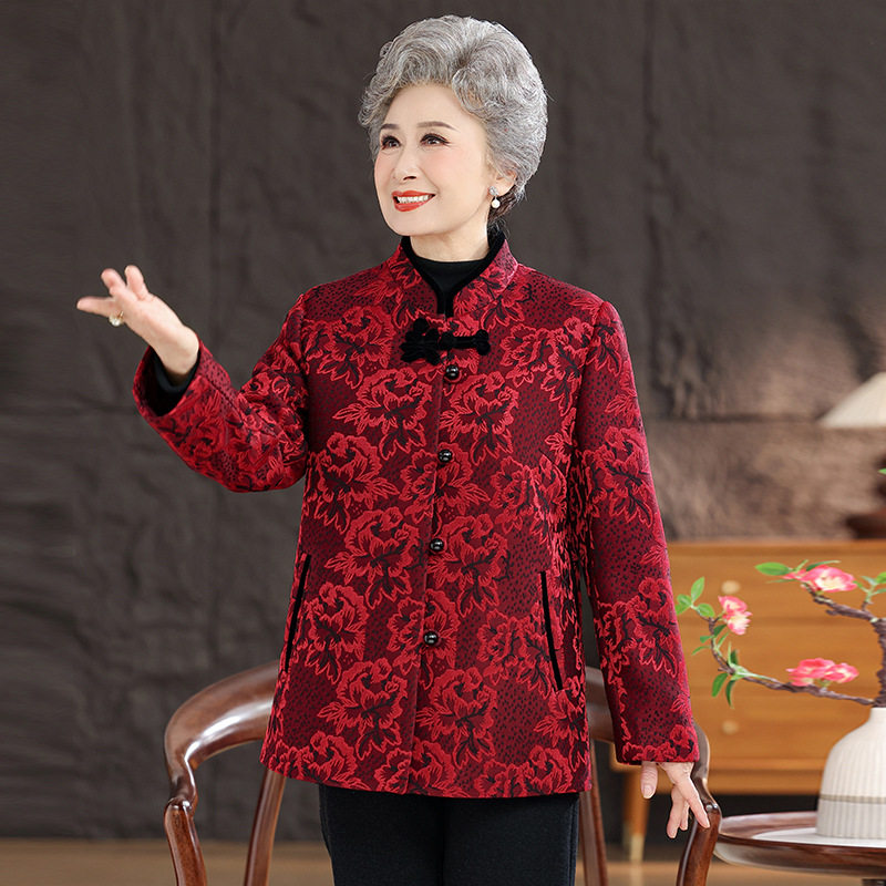 恒源祥奶奶秋冬棉袄唐装外套老年人妈妈秋冬加厚呢子国风70岁80婆,淘宝优惠券,粉丝福利购,淘宝优惠卷
