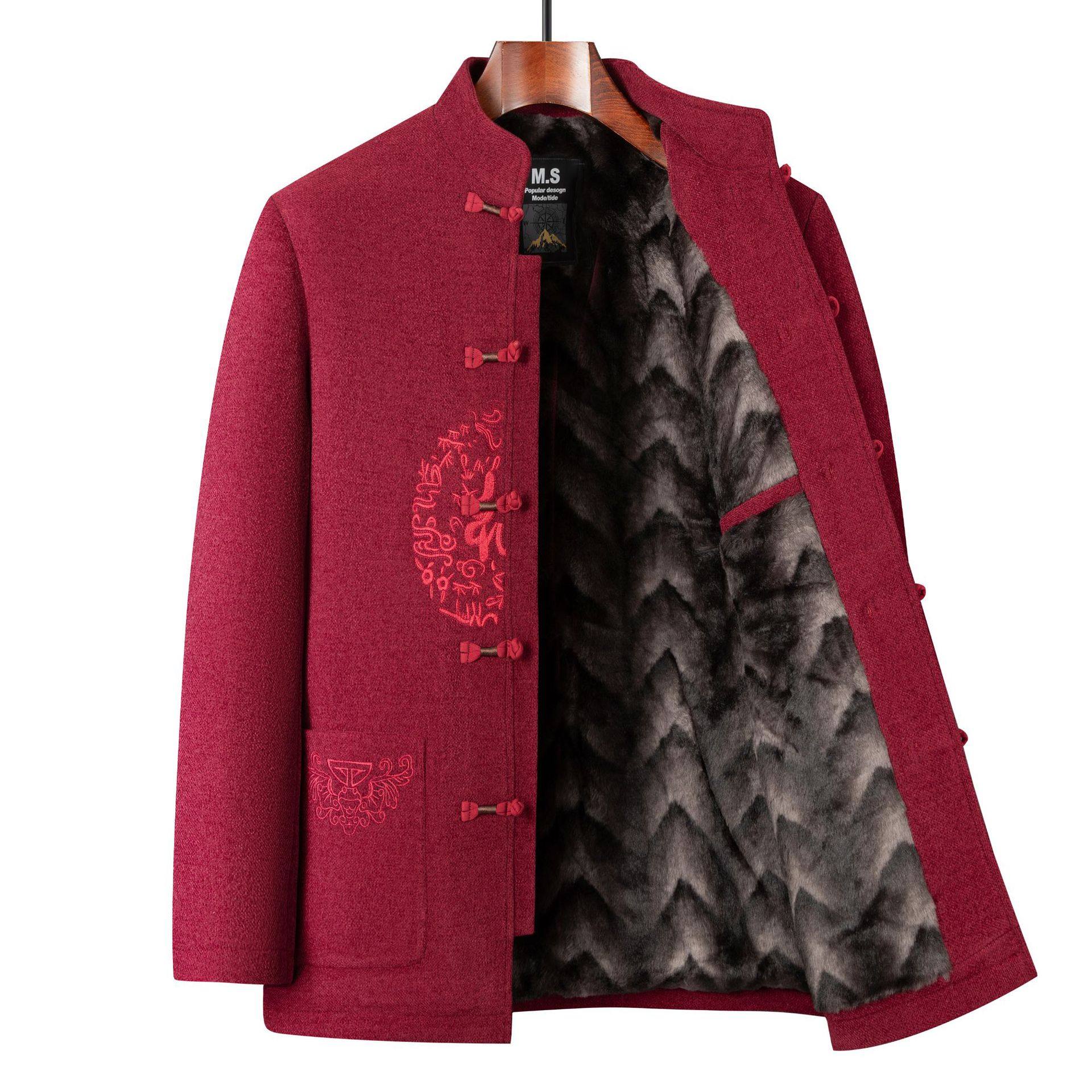 恒源祥男士冬季加绒加厚棉衣唐装外套中老年装老人衣服保暖棉服上,淘宝优惠券,粉丝福利购,淘宝优惠卷