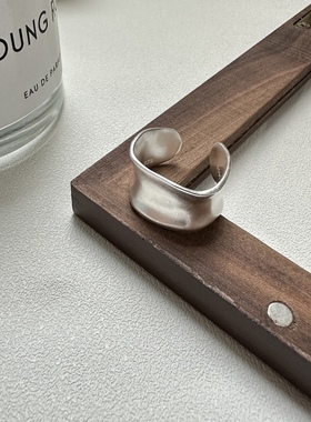 S925纯银韩版时尚小众设计哑光松本奈惠同款指环博主款穿搭指环