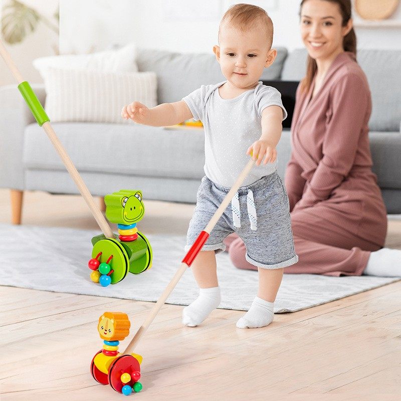 儿童手推车玩具木质推推乐婴儿1周岁2-3岁宝宝单杆学步车助步推车,淘宝优惠券,粉丝福利购,淘宝优惠卷