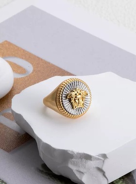 法式复古风万花筒圆盘开口戒指女
