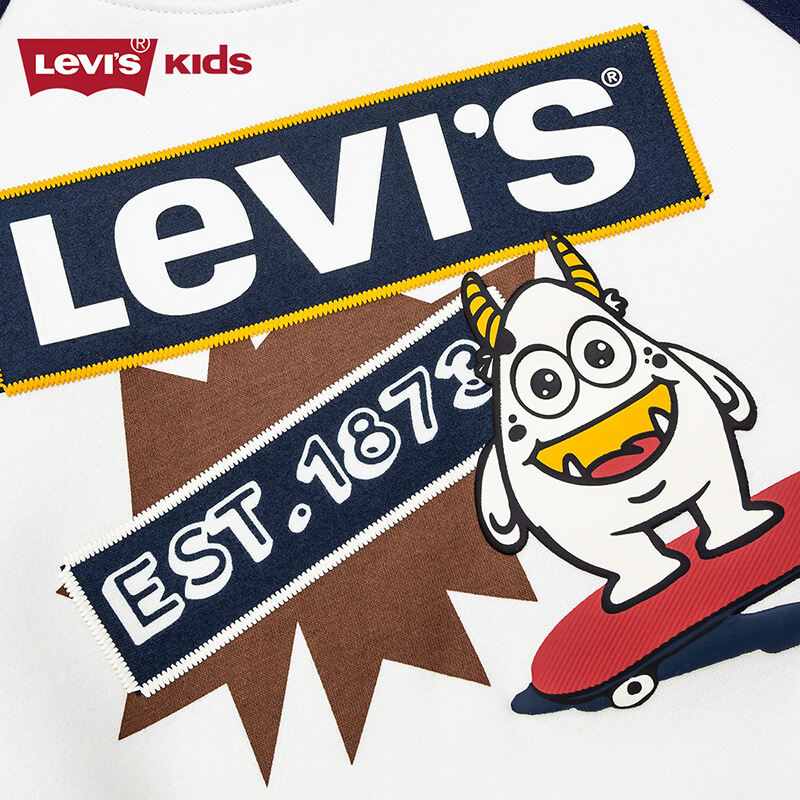 Levi's李维斯儿童装男童卫衣秋冬新款长袖男孩套头圆领休闲上衣潮-图2