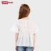 Trang web chính thức của Levis Levis trang web chính thức của cô gái mùa thu đích thực màu rắn cổ tròn búp bê cotton áo sơ mi ngắn tay - Áo sơ mi