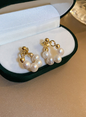 法式复古气质珍珠耳环时尚轻奢高级感耳钉小众氛围感百搭耳饰