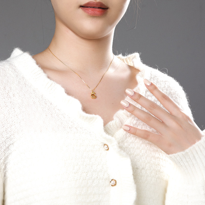 love＆love福袋算盘吊坠足金999黄金挂坠颈饰锁骨项链送女友礼物