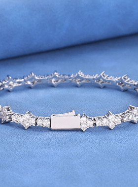 【ICEJAG】欧美嘻哈莫桑石飞机网球链S925银男女同款个性满钻手链