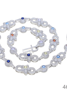 【ICEJAG】星星眼睛项链锆石镶嵌无限古巴手链女男嘻哈时尚百搭