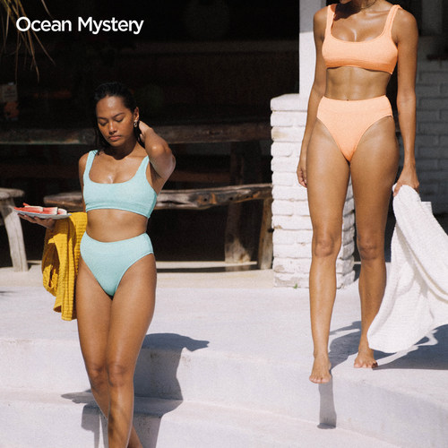 OceanMystery新款遮肚性感比基尼背心式多功能防震冲浪分体泳衣女 - 图1