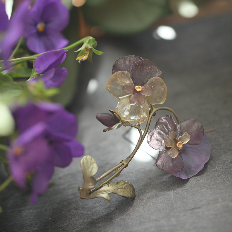 Michael Michaud三色堇双花胸针胸花小众设计送老师实用礼物,淘宝优惠券,粉丝福利购,淘宝优惠卷