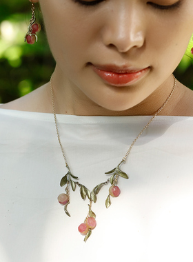 桃子果实项链可佩戴的艺术品