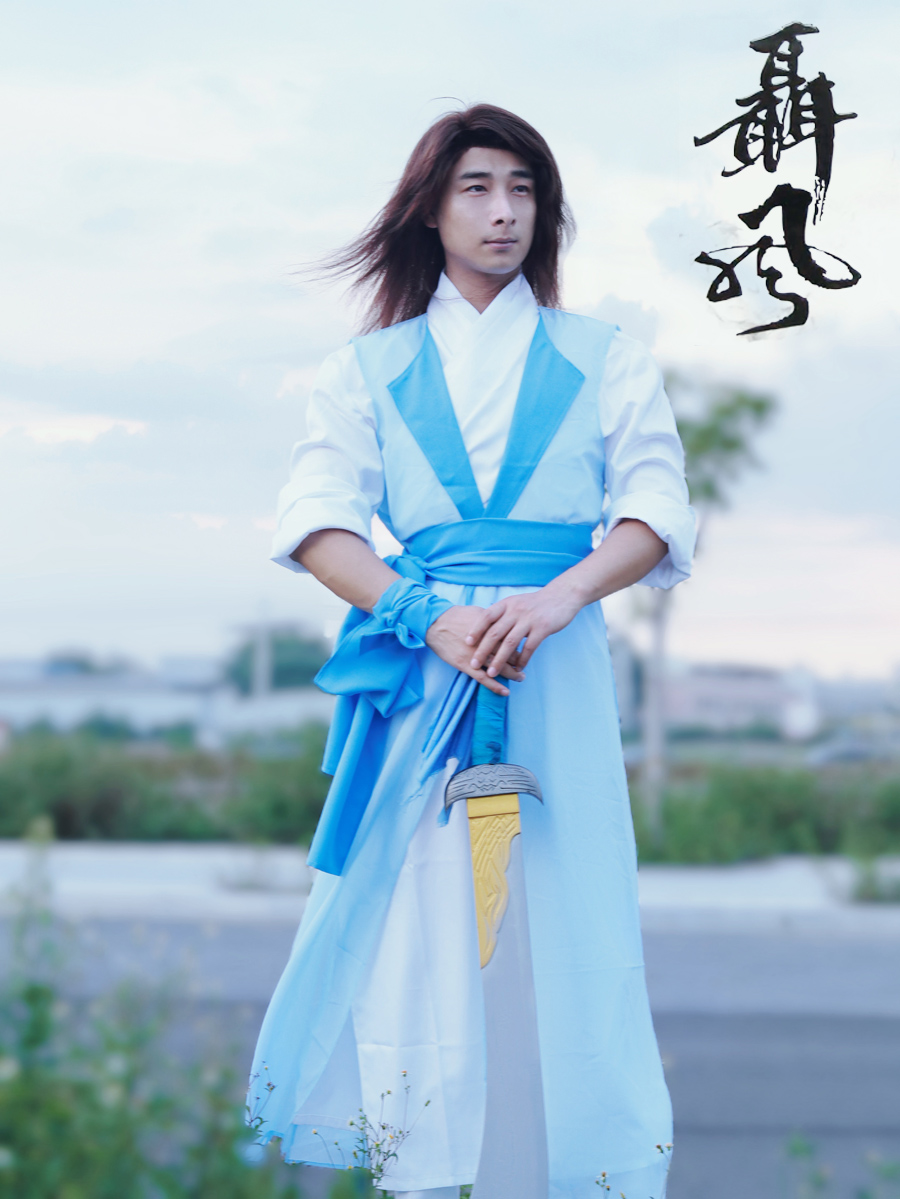 风云雄霸天下聂风蓝色古装影视Cosplay男服现货/假发鞋子雪饮狂刀-图2