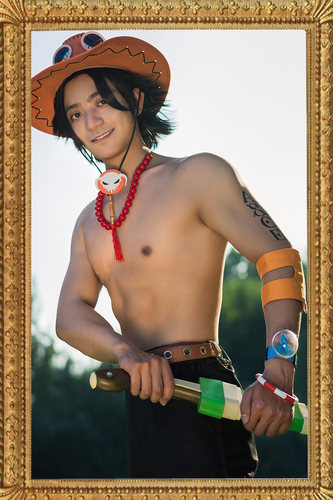 海贼王火拳艾斯短裤套装动漫cosplay男服现货/假发鞋子佩刀等另购 - 图1