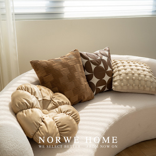 法式抱枕侘寂风高级靠枕现代简约客厅norwe棕色组合床头沙发意式 - 图2