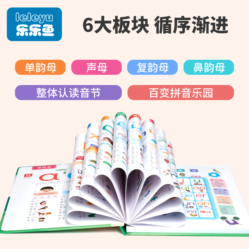 乐乐鱼百变拼音儿童手指点读发声书早教机有声玩具拼音学习神器