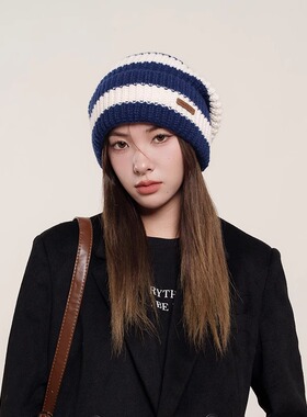 CoorKeva条纹毛线帽显脸小宽松