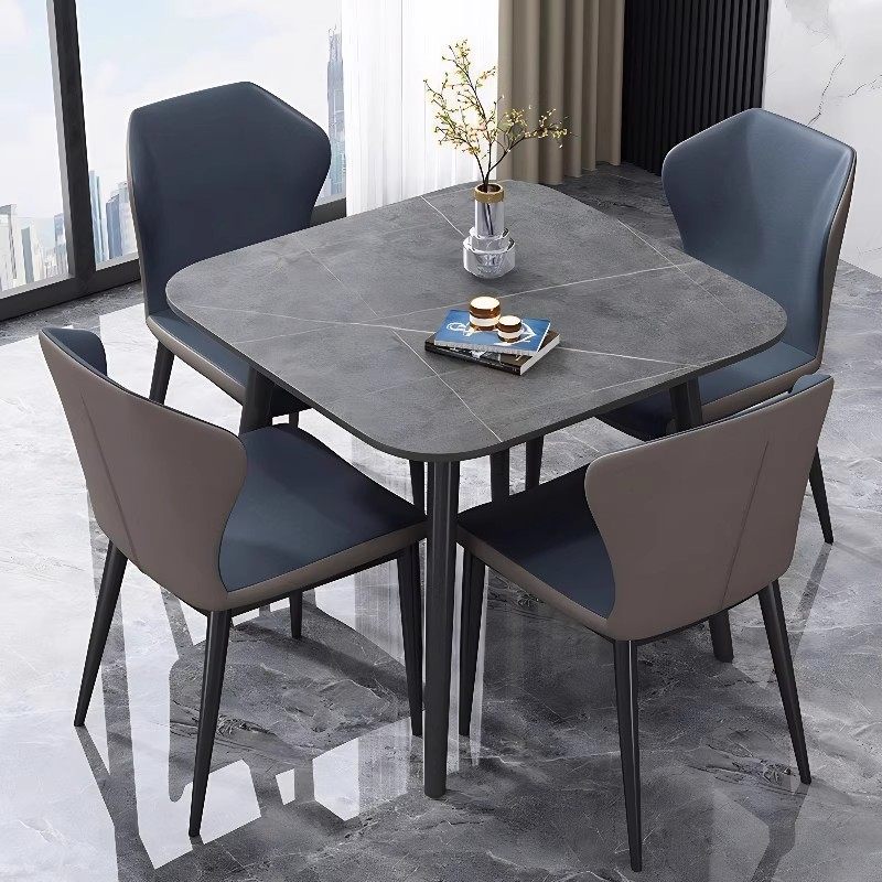 餐桌现代简约家用小户型桌椅组合轻奢餐厅正方形岩板饭桌,淘宝优惠券,粉丝福利购,淘宝优惠卷