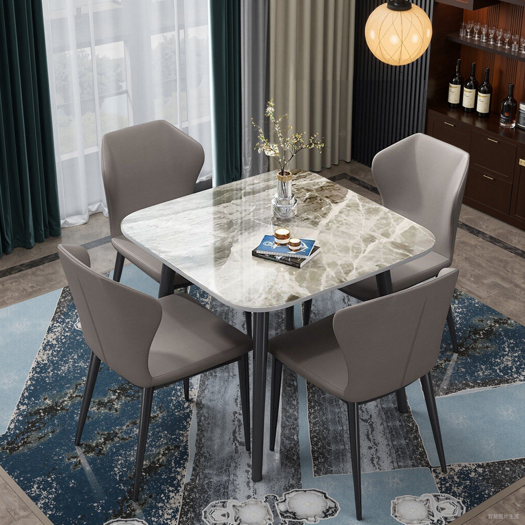 正方形岩板桌接待洽谈组合餐桌子奶茶面板轻奢小桌耐高温台面客厅,淘宝优惠券,粉丝福利购,淘宝优惠卷