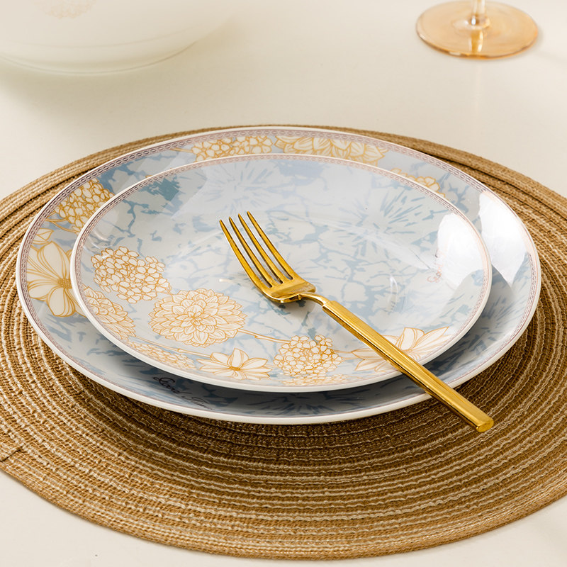 碗碟套装家用2024新款骨瓷景德镇中式简约陶瓷餐具套装碗盘组合