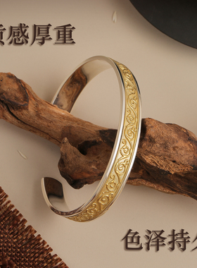 原创设计中国风简约纯银s925手镯