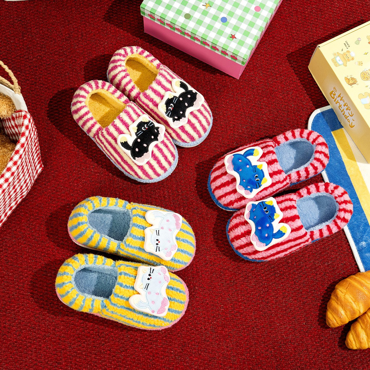 可爱少女心小猫棉拖鞋女包跟冬季2025新款室内家居保暖防滑月子鞋,淘宝优惠券,粉丝福利购,淘宝优惠卷