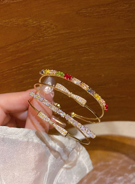 温柔精致简约双层彩色蝴蝶结手镯