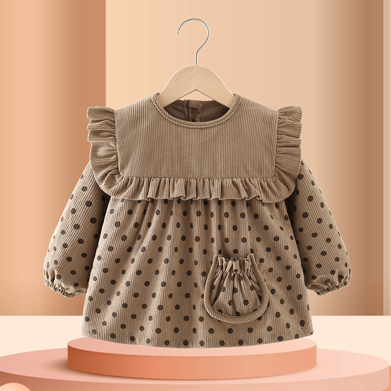 Baby girl smock, autumn and winter outer wear princess dress, eating bib, children's apron, waterproof and anti-dirty baby reverse wear protective clothing