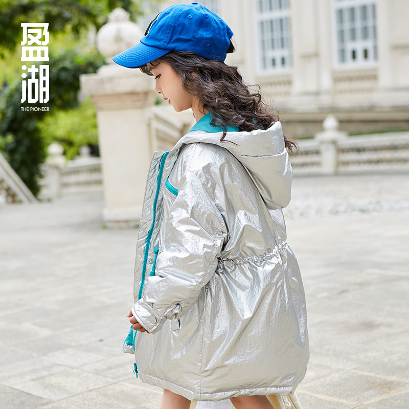 盈湖女童洋气太空银反季加厚羽绒服 盈湖童装羽绒服