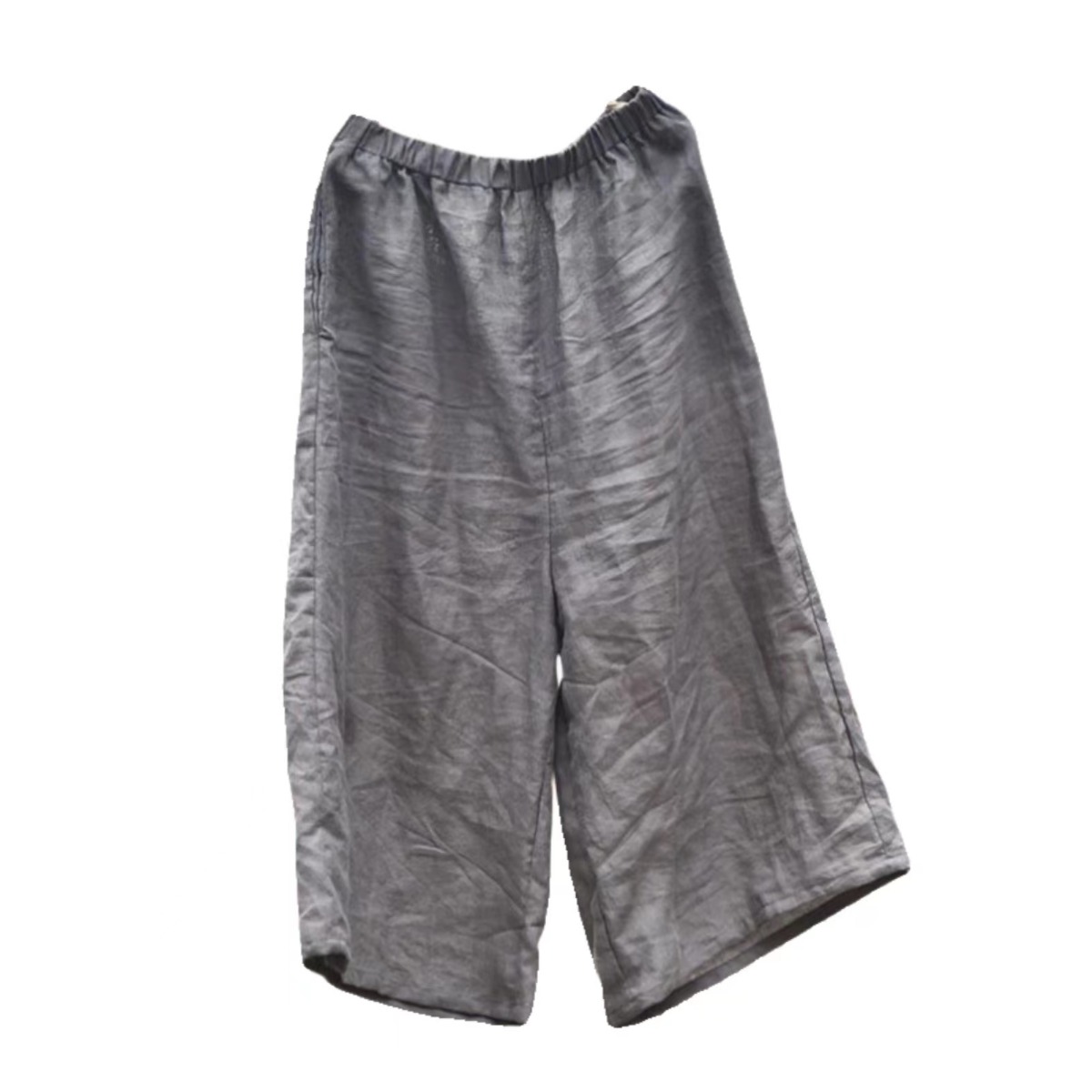 清仓捡漏外贸女装折扣轻薄透气棉麻七分裤简约宽松文艺亚麻阔腿裤 - 图3