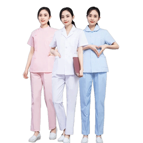Летняя униформа медсестры, раздельный комплект с круглым воротником, короткая униформа врача для работы, короткий рукав