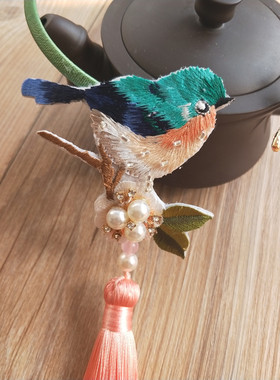 项链锁骨链小众设计旗袍压襟刺绣