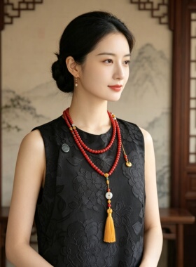 红依新中式古风流苏多层毛衣链