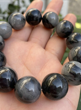 和田黑白分明青花籽料戈壁玉手链