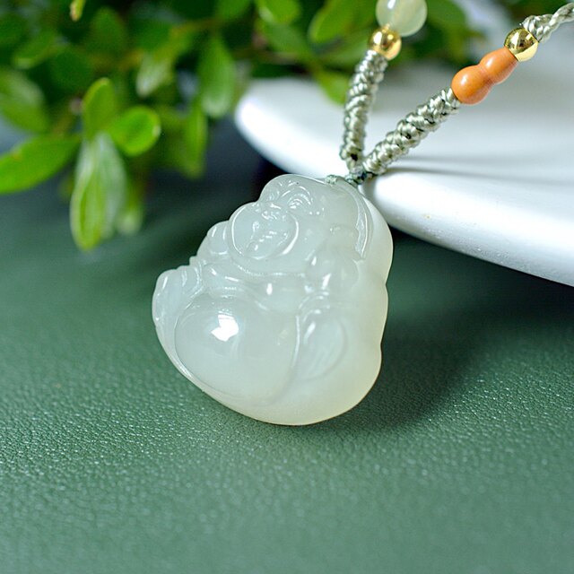 Natural Hetian Jade Qingshui Jade Big Belly Buddha Pendant