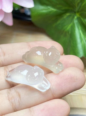 天然高冰紫玉髓趴趴猫吊坠挂件