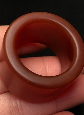 天然保真玉石5A级红玛瑙玉扳指玉髓指环戒指磨砂款玉石指环男款