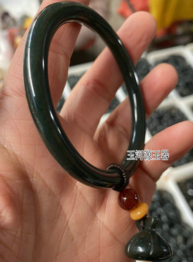 天然和田玉粗细圆条叮当镯送妈妈